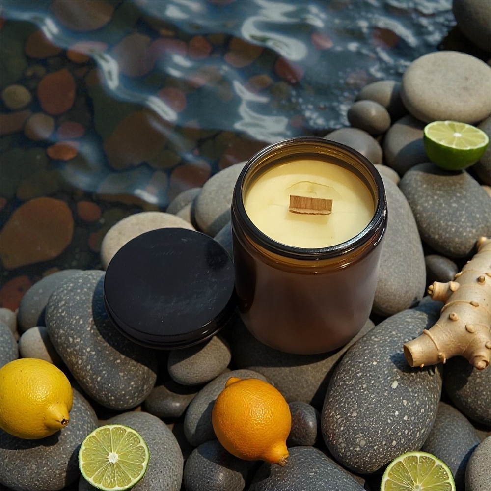Ginger Ylang Ylang Candle Soy & Beeswax Pure Blend Aromatherapy Orchid & Vine - Picture 2 of 3